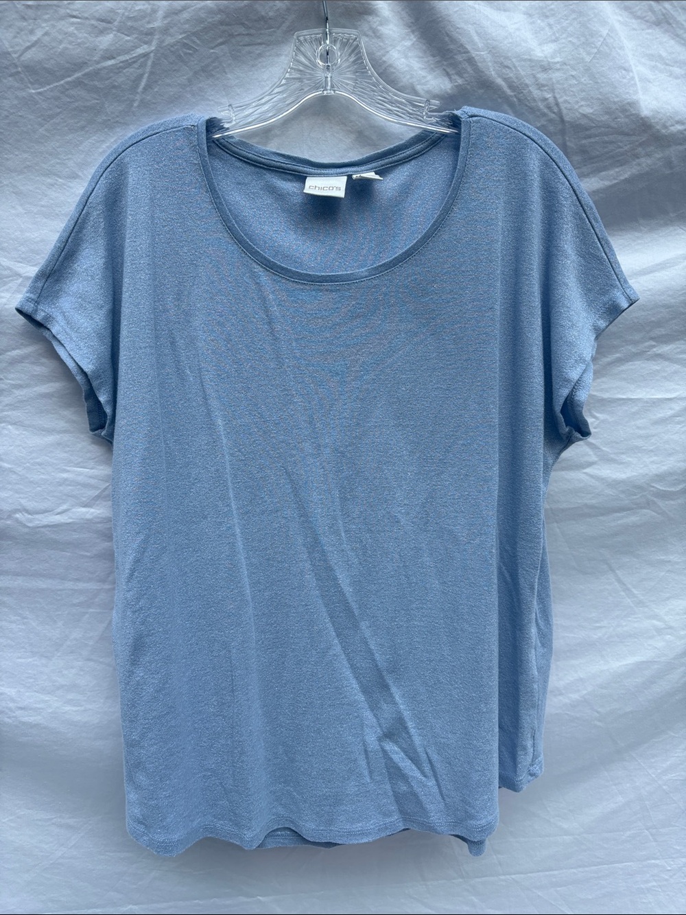 Eileen Fisher Soft Blue Scoop Neck Short Sleeve Tee